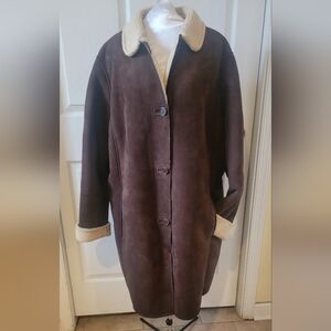 WOMEN'S LANDS' END SUEDE KNEE LENGTH COAT (sz 1X‎ - 18)